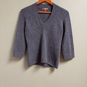 Forte Just Cashmere Womens Quiet Luxury V Neck Sweater Size M Old Money Classic